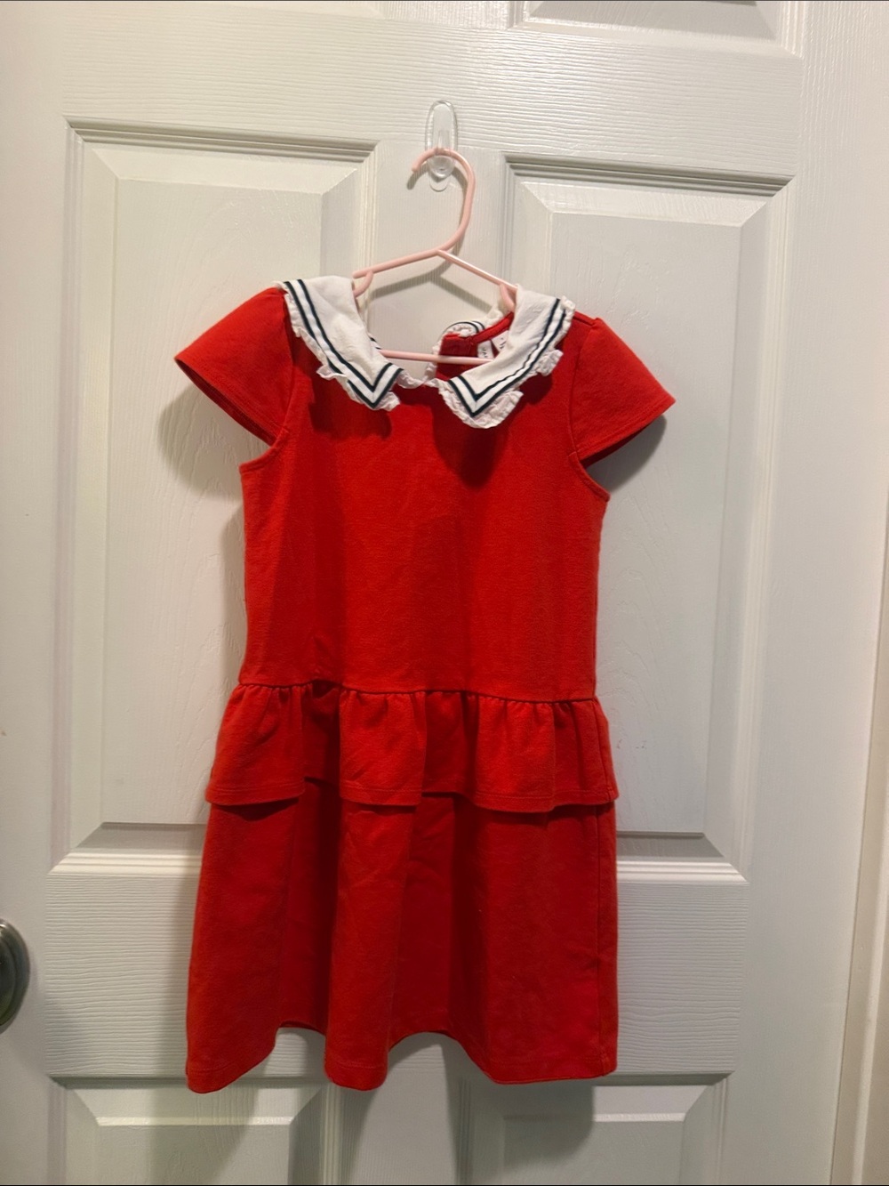 Girls' Red Dress with White Sailor Collar